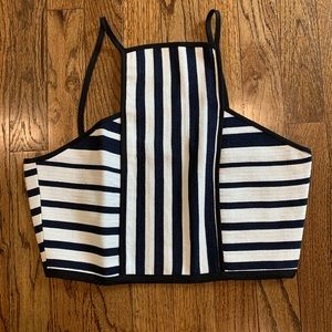 Navy and cream crop top